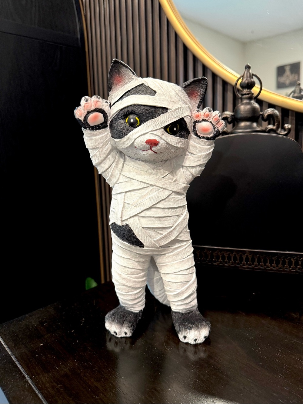 Mummy Cat Figure Halloween decor prop cat lovers 🐈‍⬛ meow 10.5”